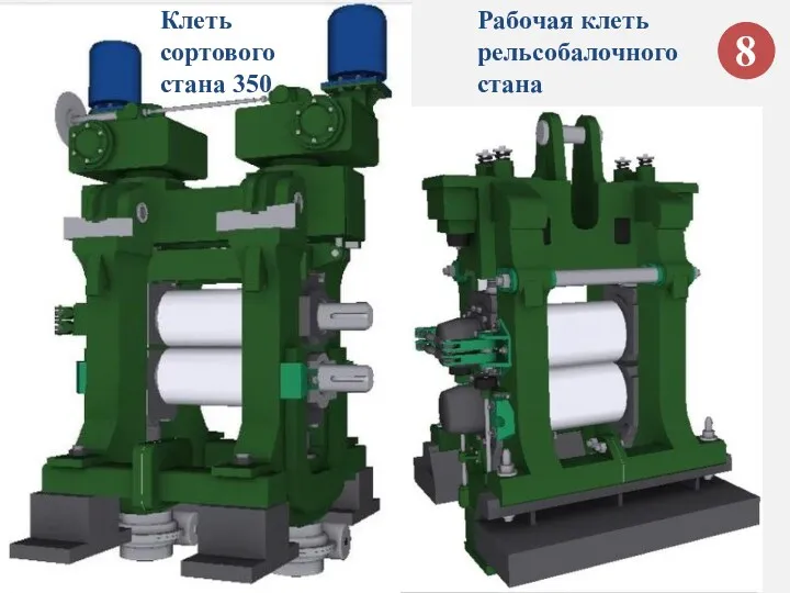 8 Клеть сортового стана 350 Рабочая клеть рельсобалочного стана