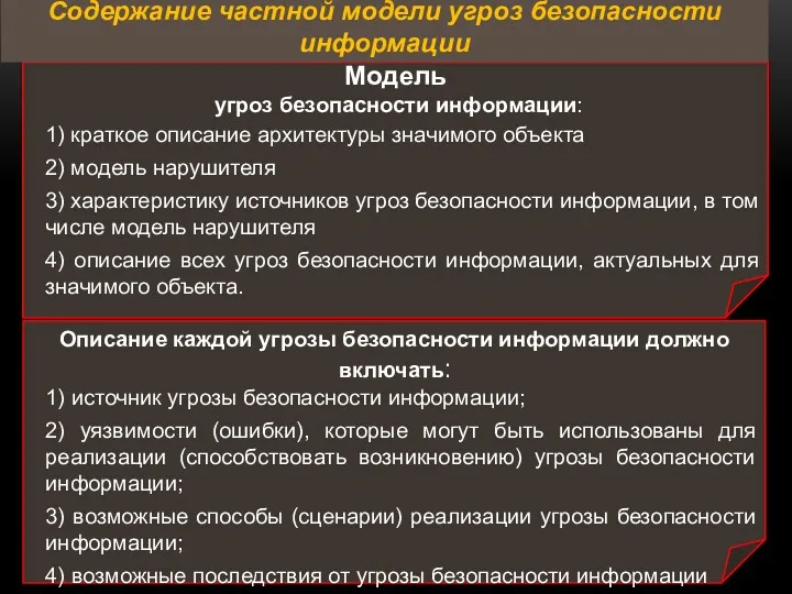 Модель угроз безопасности информации: 1) краткое описание архитектуры значимого объекта