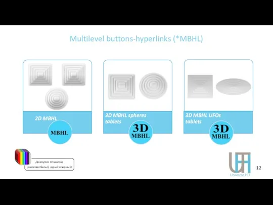 Multilevel buttons-hyperlinks (*MBHL) Доступно 10 цветов (включая белый, серый и черный) 12