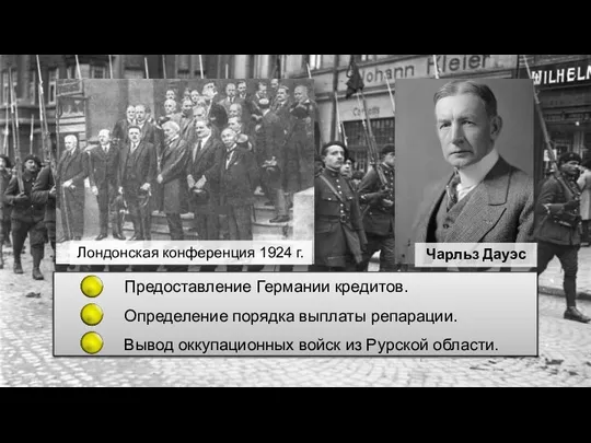 Чарльз Дауэс Лондонская конференция 1924 г. Предоставление Германии кредитов. Определение