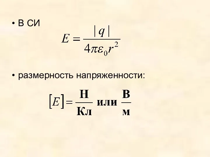 В СИ размерность напряженности: