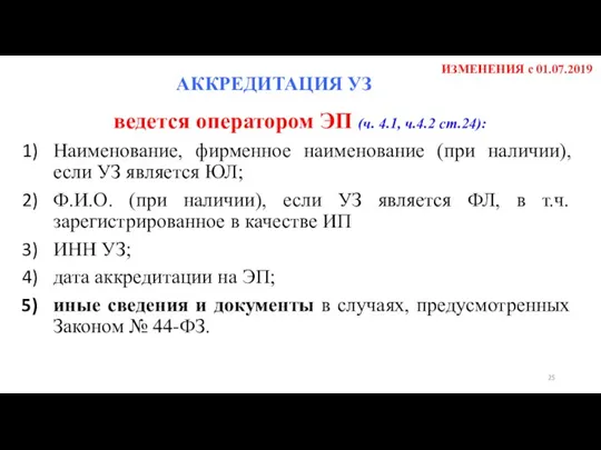 ИЗМЕНЕНИЯ с 01.07.2019 ведется оператором ЭП (ч. 4.1, ч.4.2 ст.24):