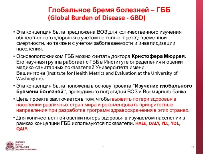 Глобальное бремя болезней – ГББ (Global Burden of Disease -