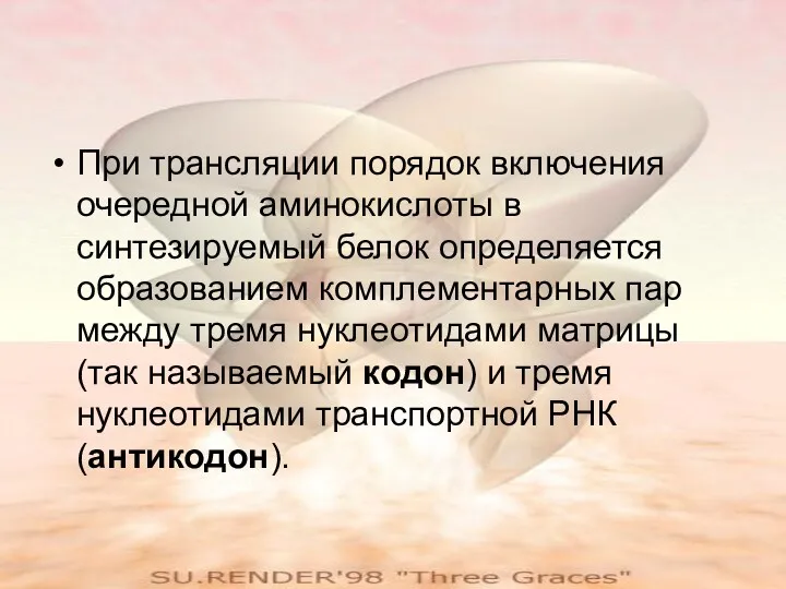 При трансляции порядок включения очередной аминокислоты в синтезируемый белок определяется