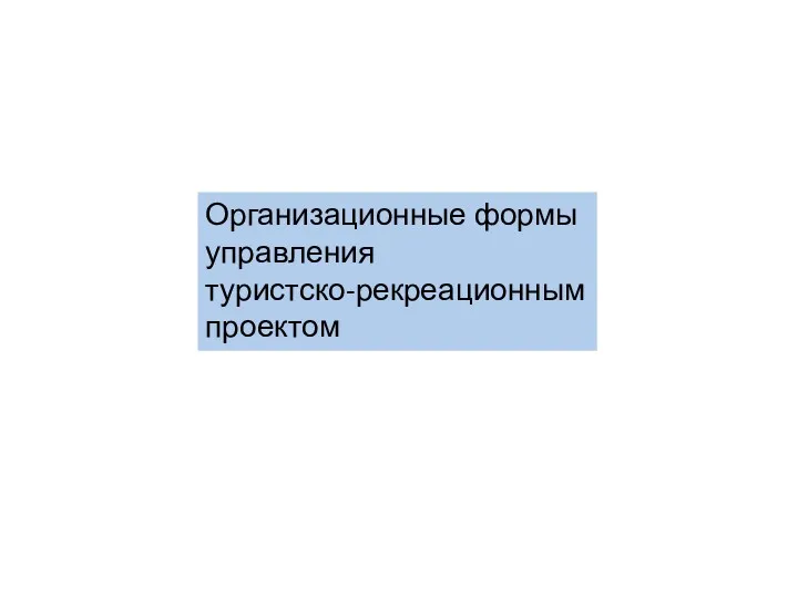 Организационные формы управления туристско-рекреационным проектом