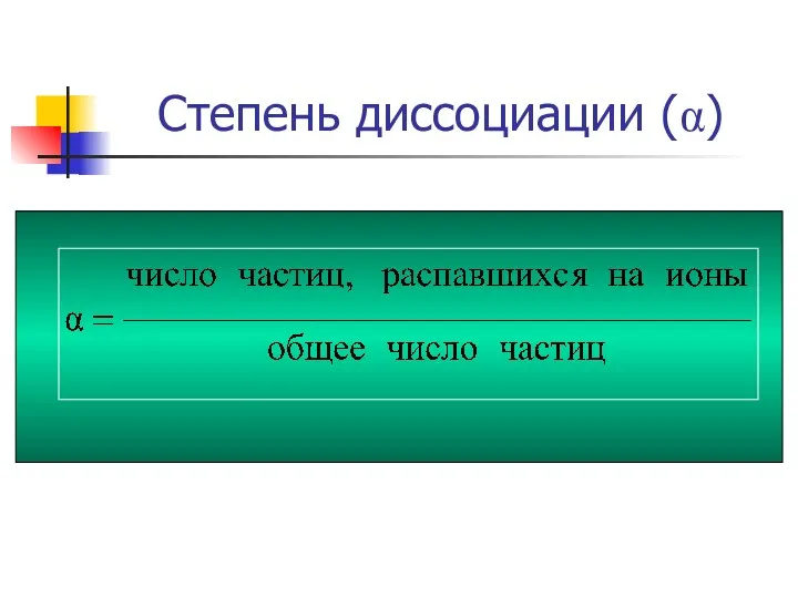 Степень диссоциации (α)