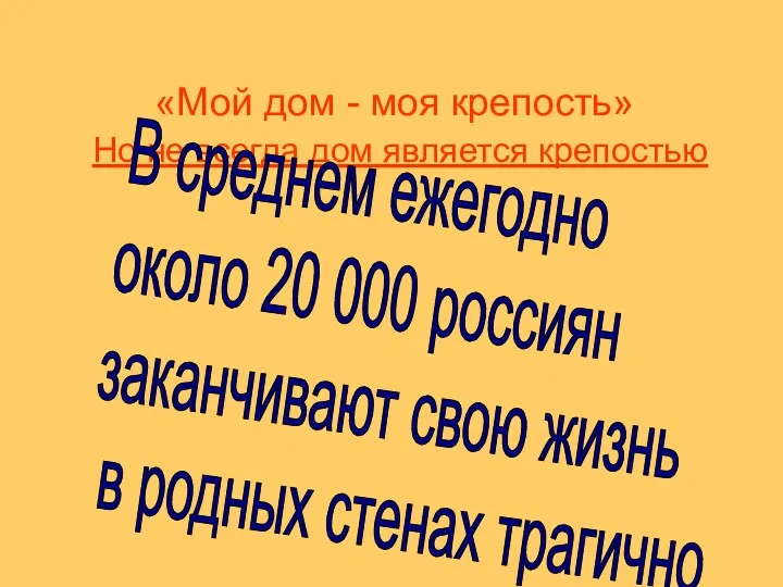 «Мой дом - моя крепость» Но не всегда дом является