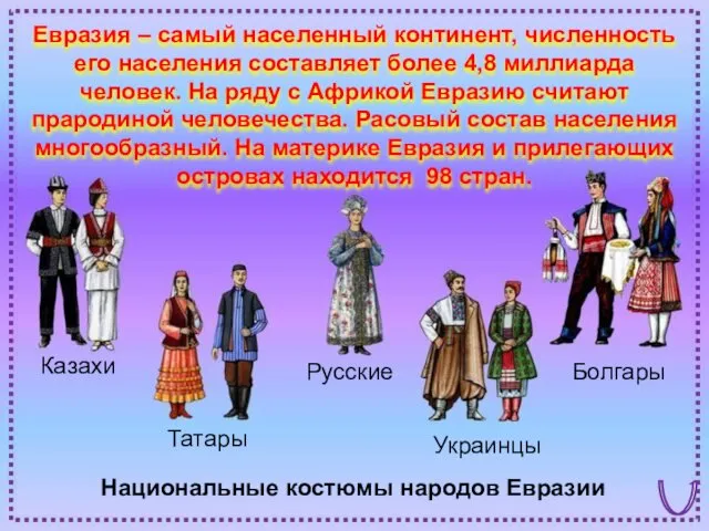 Национальные костюмы народов Евразии Болгары Украинцы Татары Русские Казахи Евразия
