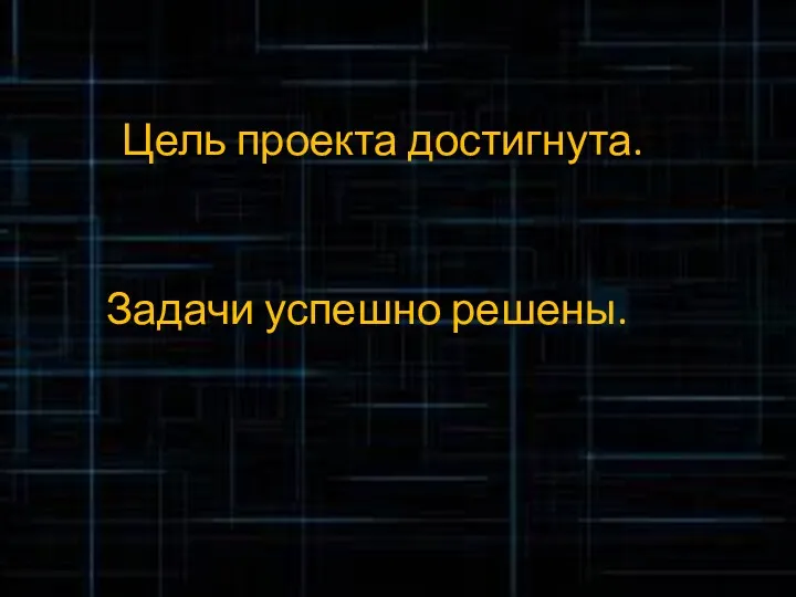 Цель проекта достигнута. Задачи успешно решены.