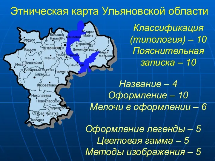 Этническая карта Ульяновской области Название – 4 Оформление – 10 Мелочи в оформлении