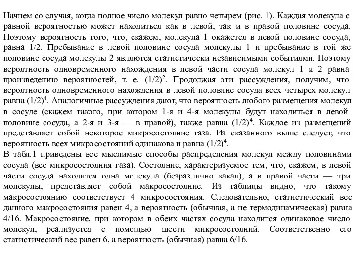 Начнем со случая, когда полное число молекул равно четырем (рис.