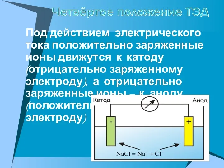 Под действием электрического тока положительно заряженные ионы движутся к катоду