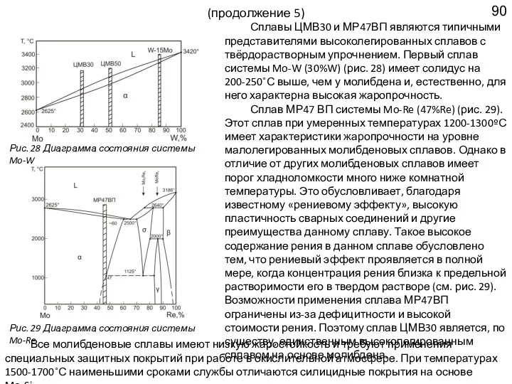(продолжение 5) Сплавы ЦМВ30 и МР47ВП являются типичными представителями высоколегированных