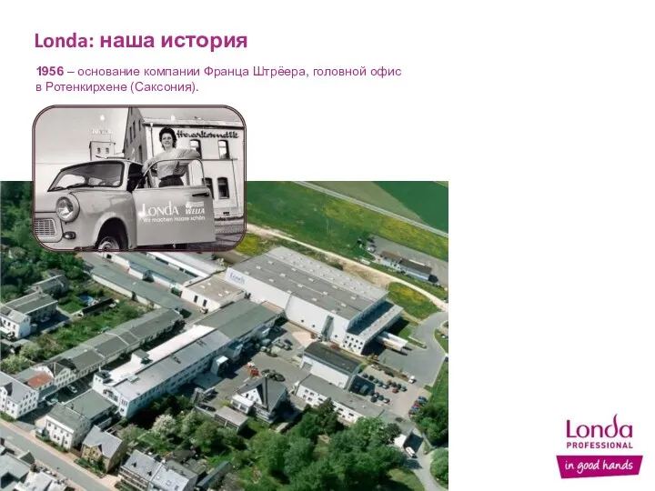 1956 – основание компании Франца Штрёера, головной офис в Ротенкирхене (Саксония). Londa: наша история