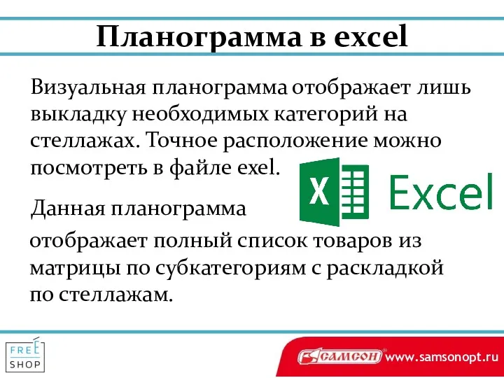 Планограмма в exсel Визуальная планограмма отображает лишь выкладку необходимых категорий