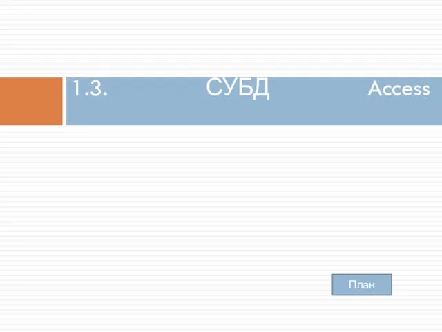 1.3. СУБД Access План