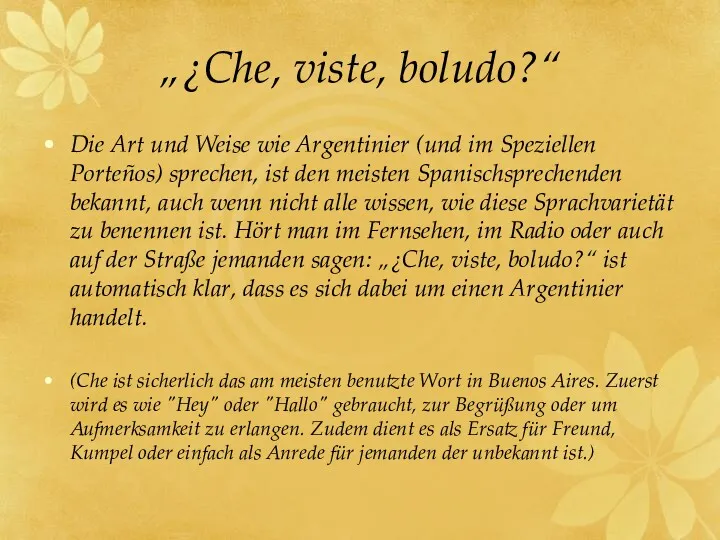 „¿Che, viste, boludo?“ Die Art und Weise wie Argentinier (und