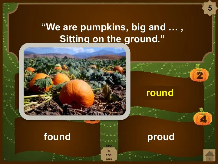 proud round “We are pumpkins, big and … , Sitting