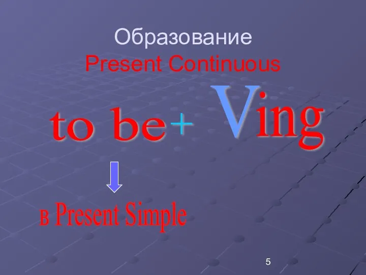 Образование Present Continuous в Present Simple to be + V ing