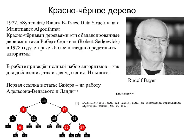 Красно-чёрное дерево Rudolf Bayer 1972, «Symmetric Binary B-Trees. Data Structure