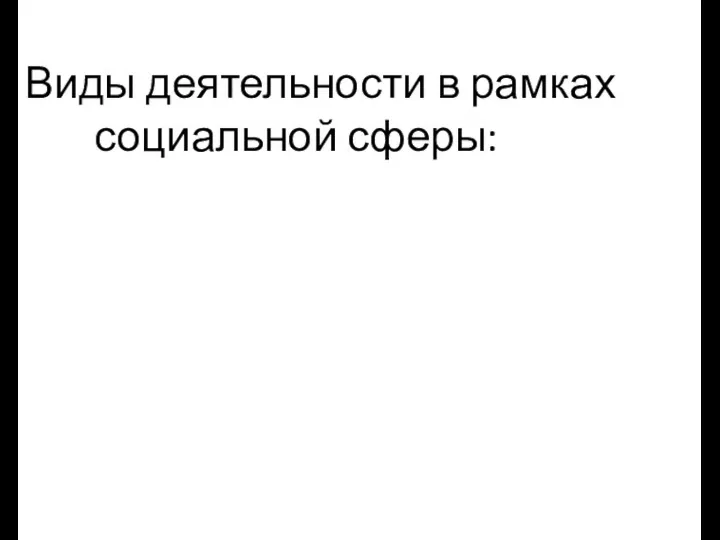 Виды деятельности в рамках социальной сферы: