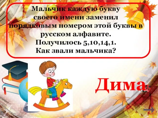 Мальчик каждую букву своего имени заменил порядковым номером этой буквы