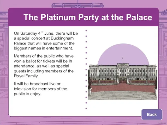The Platinum Party at the Palace On Saturday 4th June,