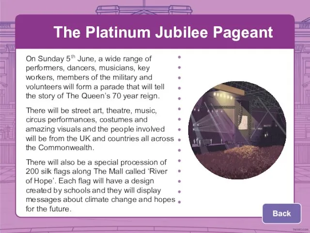 The Platinum Jubilee Pageant On Sunday 5th June, a wide