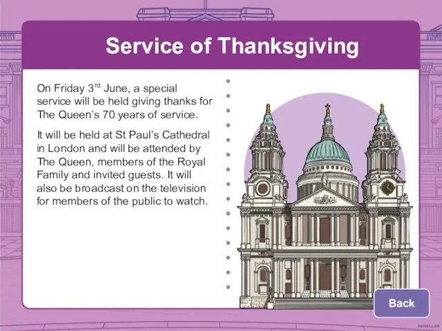 Service of Thanksgiving On Friday 3rd June, a special service