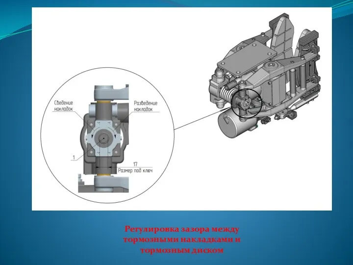 Регулировка зазора между тормозными накладками и тормозным диском