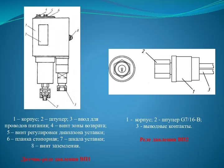 1 – корпус; 2 – штуцер; 3 – ввод для