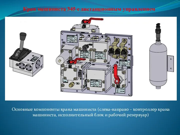 Кран машиниста 345 с дистанционным управлением Основные компоненты крана машиниста