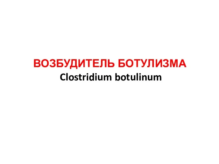 ВОЗБУДИТЕЛЬ БОТУЛИЗМА Clostridium botulinum