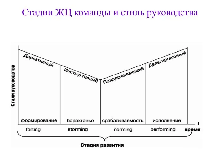 Стадии ЖЦ команды и стиль руководства