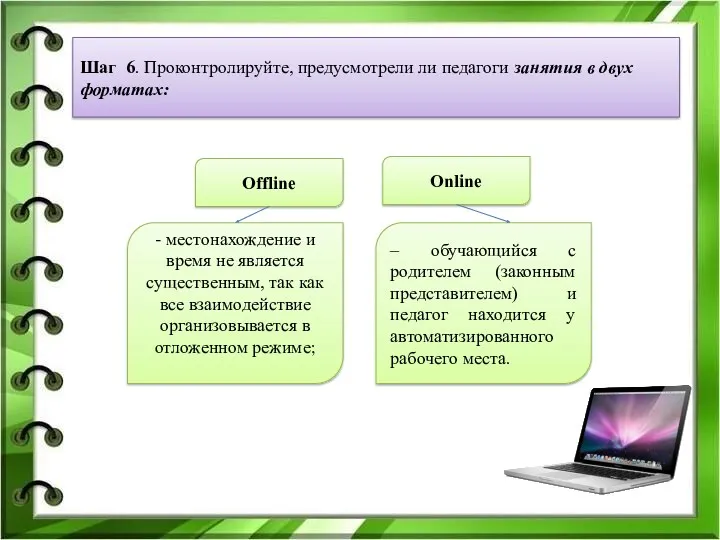 Шаг 6. Проконтролируйте, предусмотрели ли педагоги занятия в двух форматах: