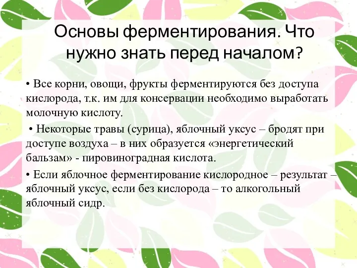 Основы ферментирования. Что нужно знать перед началом? • Все корни,