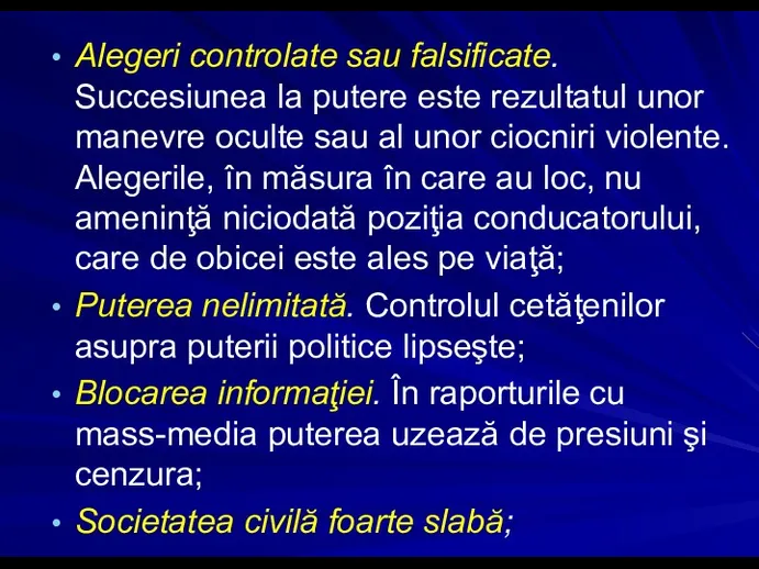 Alegeri controlate sau falsificate. Succesiunea la putere este rezultatul unor