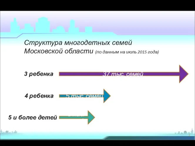 Структура многодетных семей Московской области (по данным на июль 2015