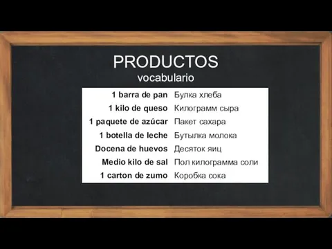 PRODUCTOS vocabulario