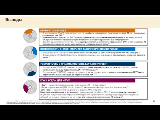 Выводы ПЕРВЫЕ 12 МЕСЯЦЕВ В исследовании PLATO установлено, что по