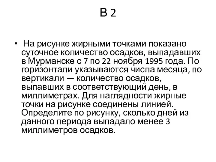 В 2 На рисунке жирными точками показано суточное количество осадков,