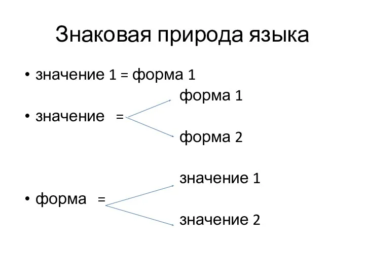 Знаковая природа языка значение 1 = форма 1 форма 1