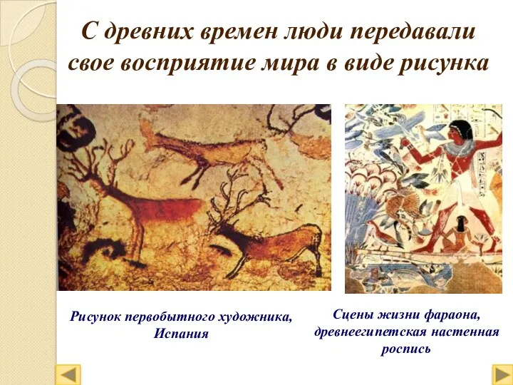 С древних времен люди передавали свое восприятие мира в виде рисунка Рисунок первобытного