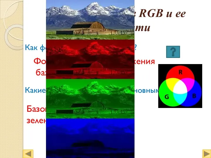Палитра цветов RGB и ее особенности Как формируется изображение? Какие цвета являются в