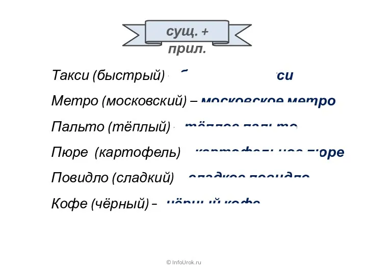 © InfoUrok.ru Такси (быстрый) – быстрое такси Метро (московский) –