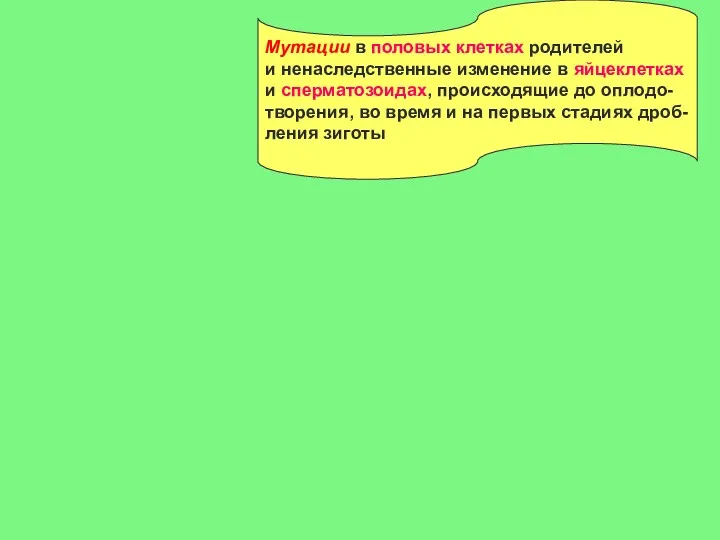 Мутации в половых клетках родителей и ненаследственные изменение в яйцеклетках