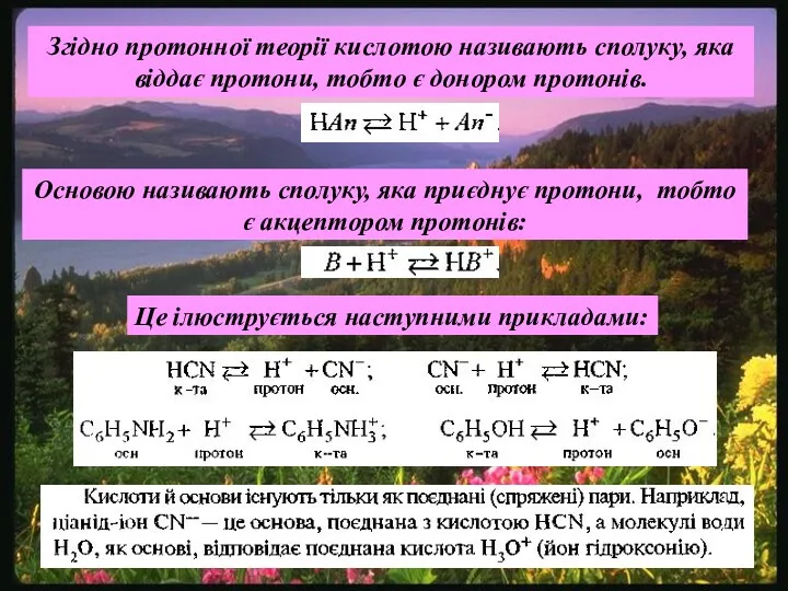 Згідно протонної теорії кислотою називають сполуку, яка віддає протони, тобто