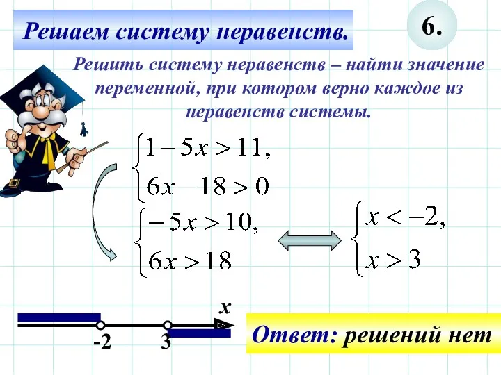 Решаем систему неравенств. Решить систему неравенств – найти значение переменной,