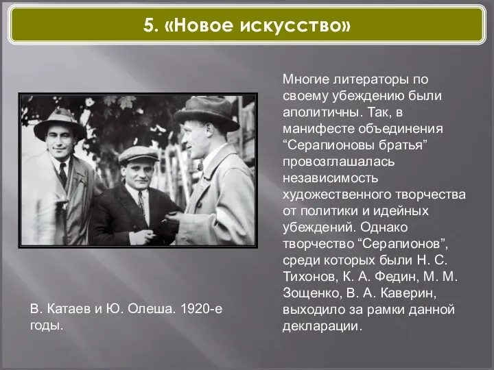 В. Катаев и Ю. Олеша. 1920-е годы. Многие литераторы по своему убеждению были