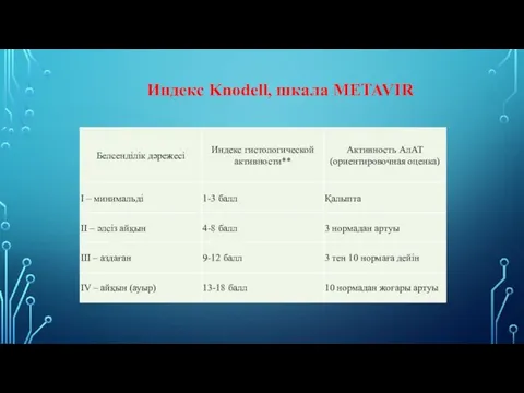 Индекс Knodell, шкала METAVIR